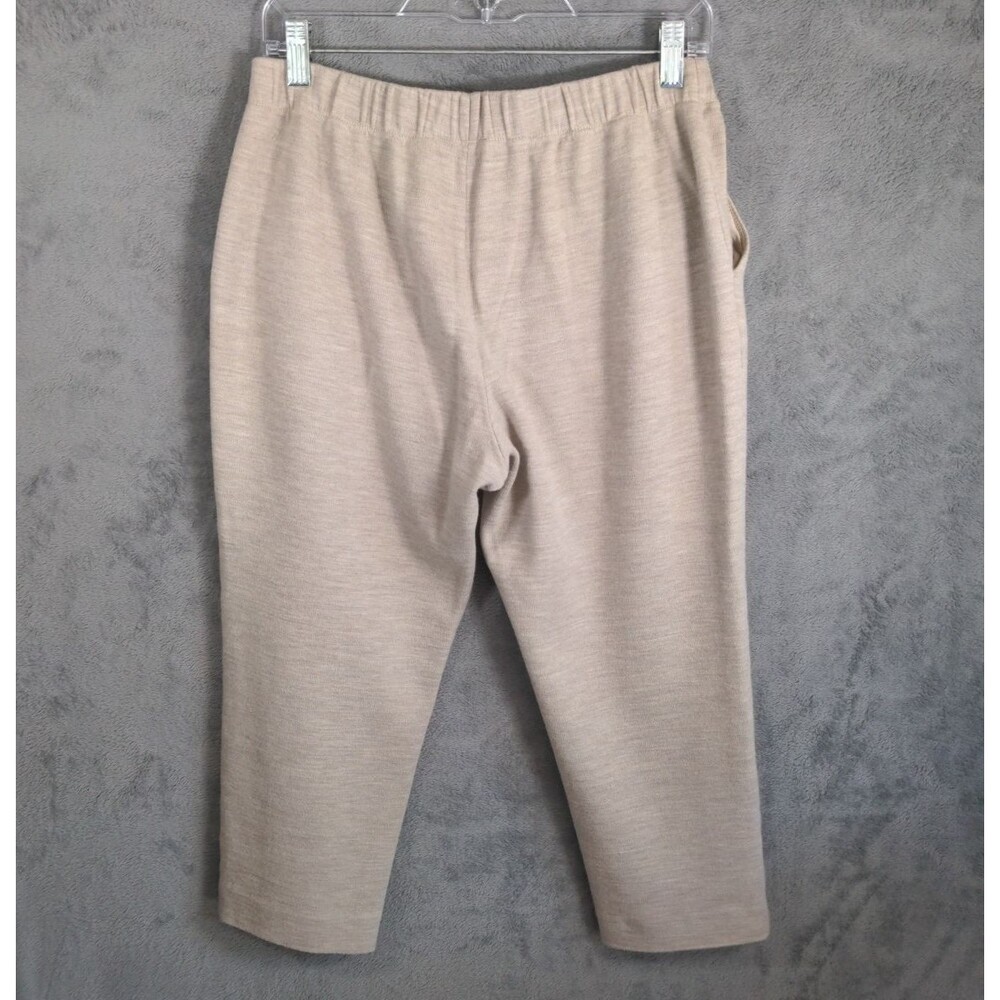 St. John Knit Pants Size M Oatmeal 100% Wool Pull On Capri Quiet Luxury Casual - Picture 2 of 8